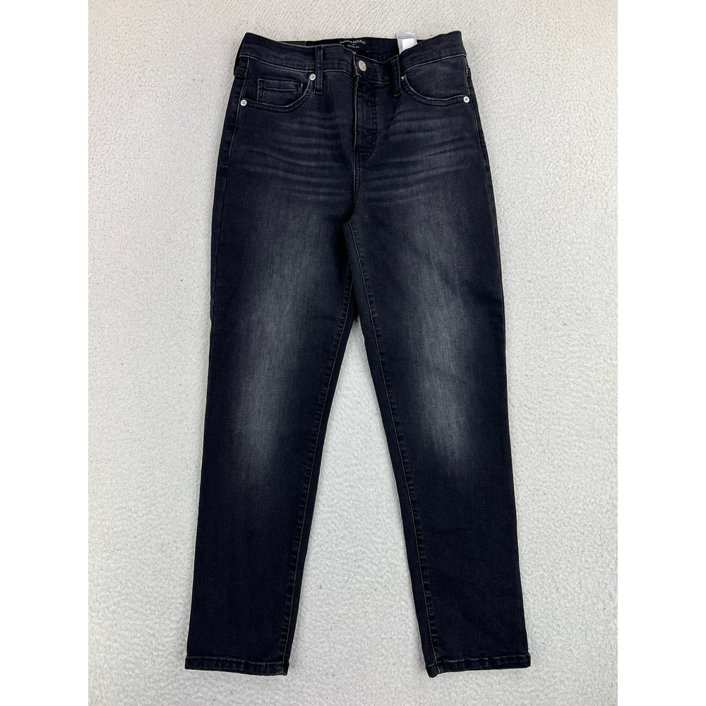 Banana Republic High-Rise Slim Ankle Jeans Womens 27 Black Wash Stretch Denim